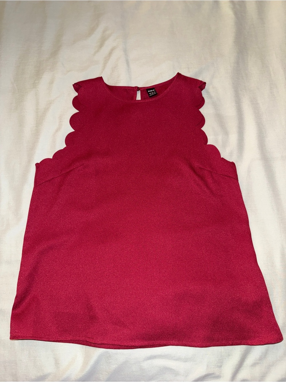 SHEIN Burgundy Scallop Cutout Shoulder Sleeveless Blouse Size Small